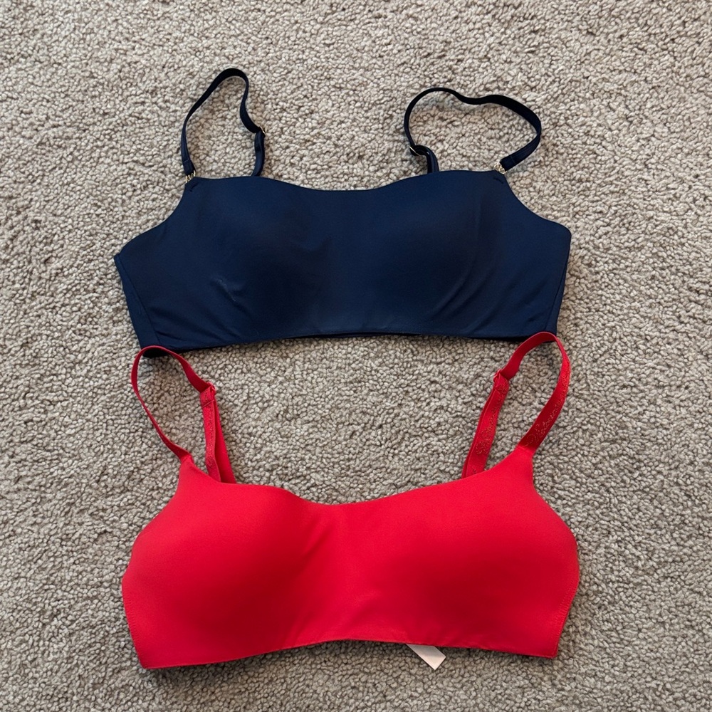 Victoria's Secret Vibrant Red and Classic Navy Bras